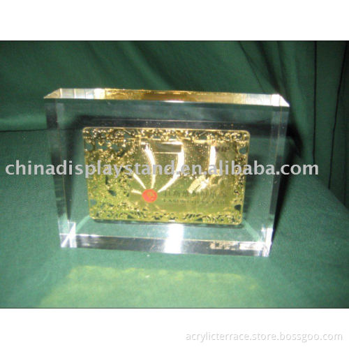 lucite sign block display stand